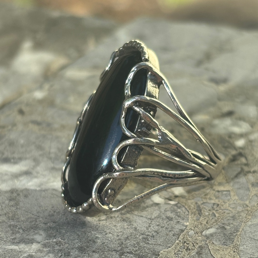 Vintage Silver Onyx Ring